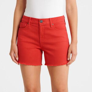 Lucky Brand Red High-Rise Frayed Hem Shorts